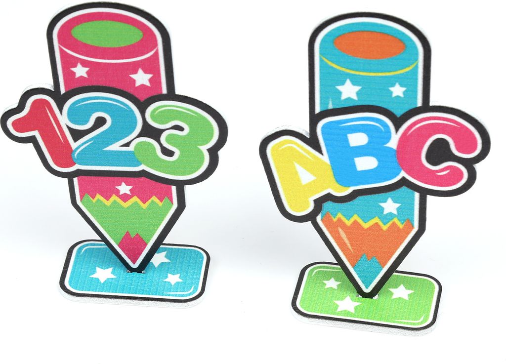 Oblique Unique 123 ABC Stifte Aufsteller Holz Tischdeko für Schuleinführung Einschulung Deko Junge Mädchen - bunt