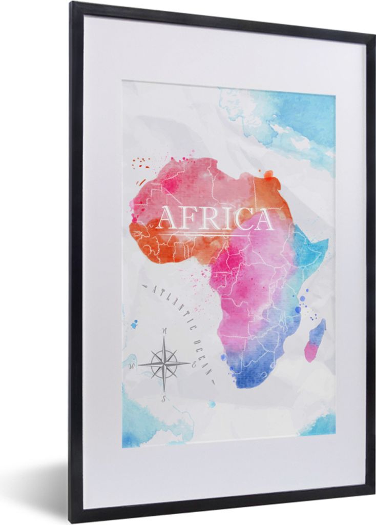 MuchoWow MuchoWow Gerahmtes Poster Afrika - Farben - Ölfarben 40x60 cm - Poster mit zchwarzem Bilderrahmen - Poster in Rahmen