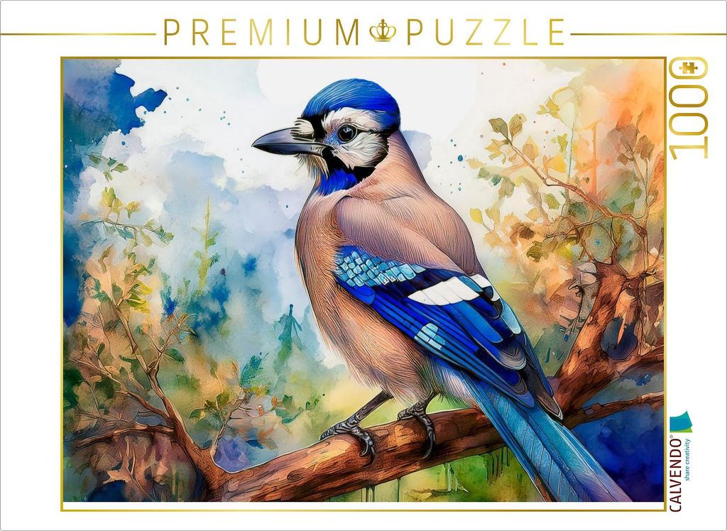 CALVENDO Puzzle Eichelhäher | 1000 Teile Lege-Größe 64x48cm Foto-Puzzle für glückliche Stunden