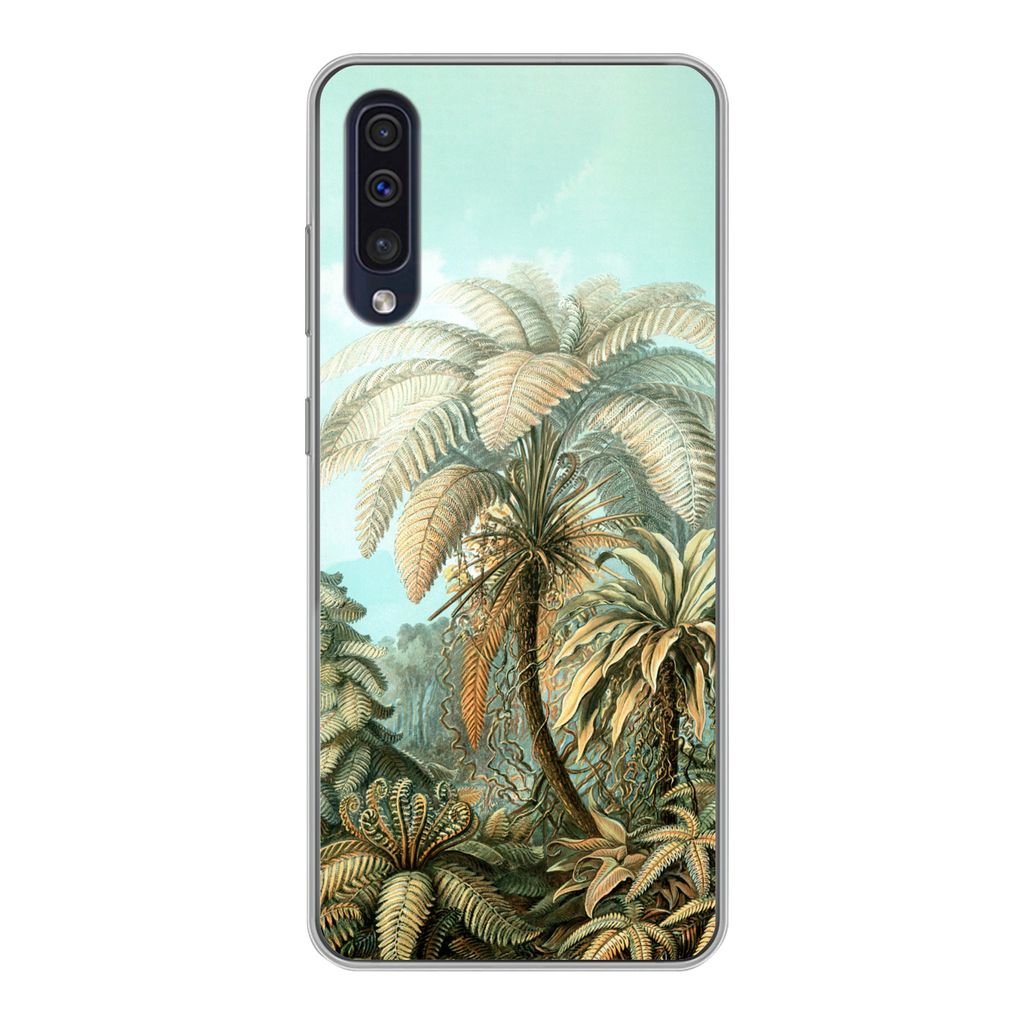 MuchoWow Handyhülle Schutzhülle Hülle für Samsung Galaxy A30s Filicinae - Haeckel - Alte Meister Silikon Softcase Handy Hülle - Karteninhaber