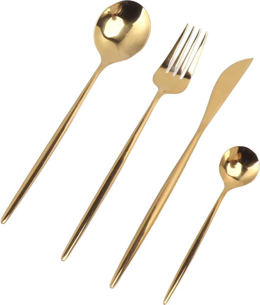 Edelstahl Besteckset Lebensmittelqualität Nachhaltig Hitzebeständig Geschirr für Restaurant - GOLD - Hochwertige Magnetrondoosje
