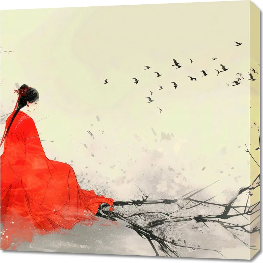 Quadro 70x70 cm Diva su un ramo - 1