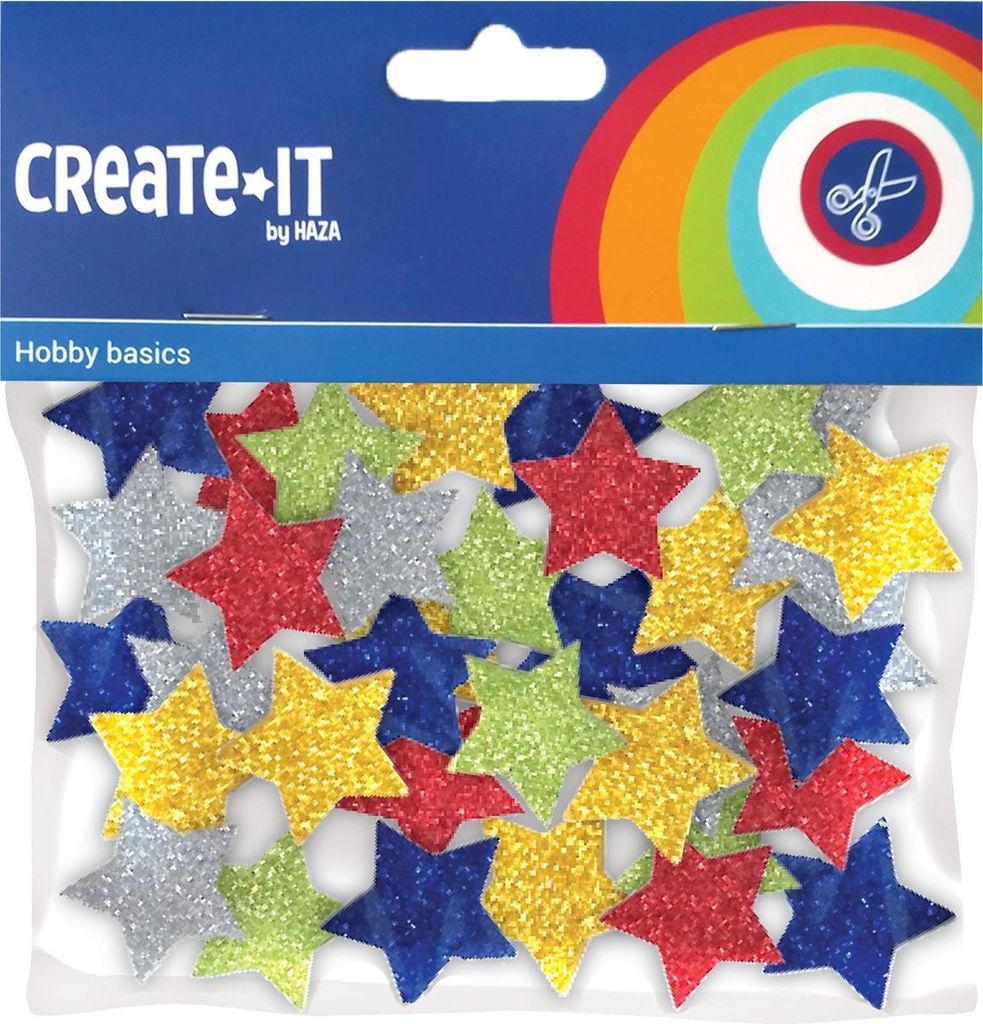 Foamstickers Sterren Glitter, 54st.