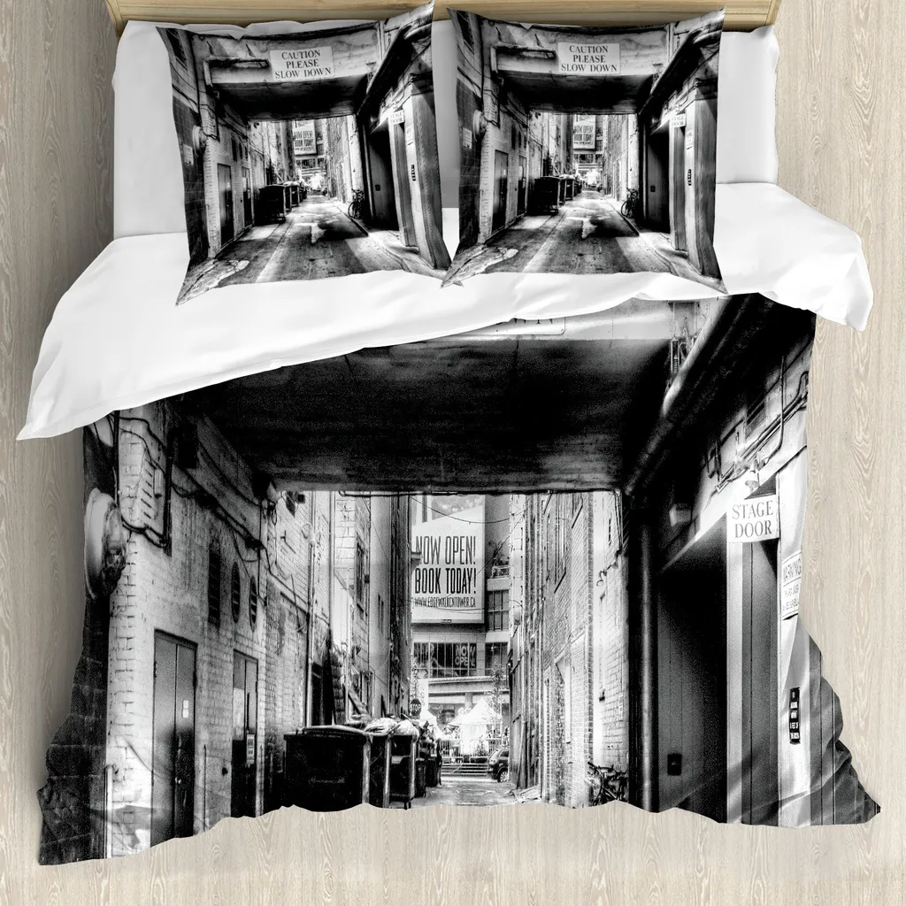 ABAKUHAUS Set Letto 200x200 Urban District Bianco e Nero Lusso
