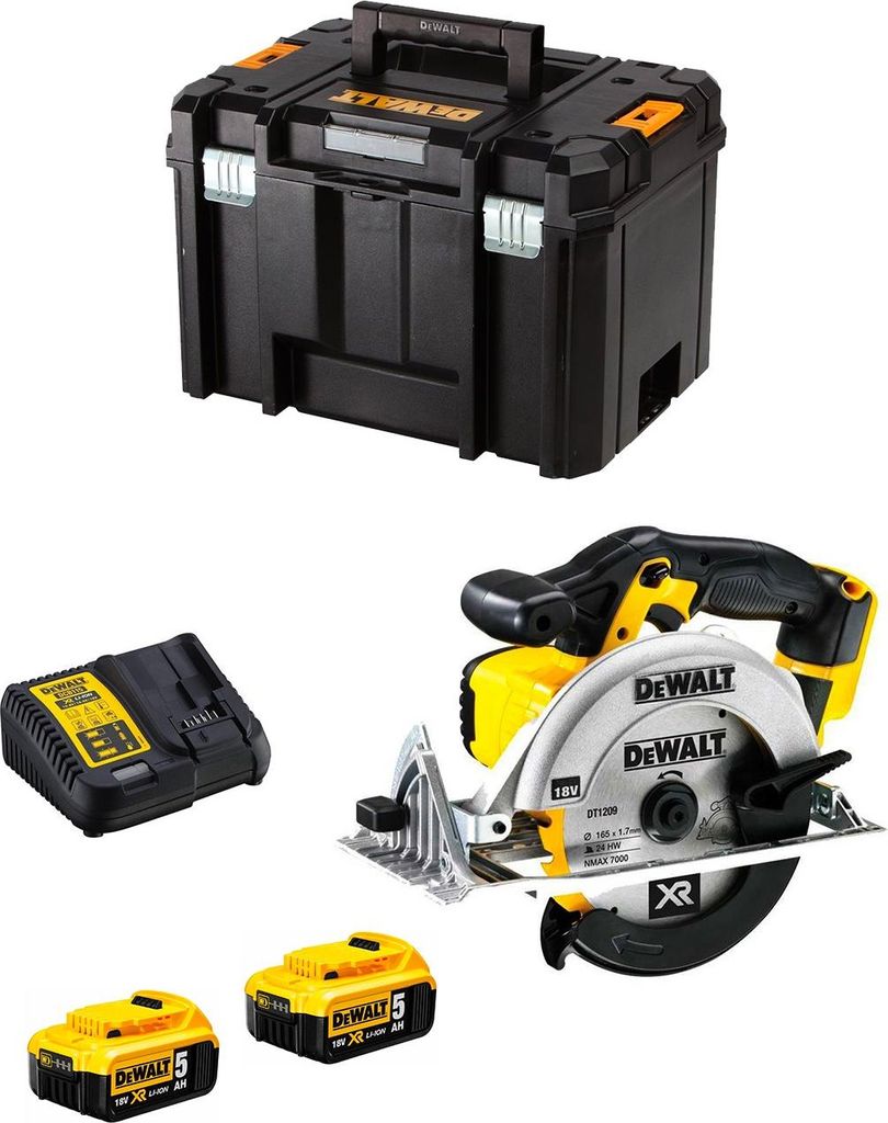 Handkreissäge DeWALT DCS391P2 (2 x 5,0 Ah + DCB115 + TSTAK VI)