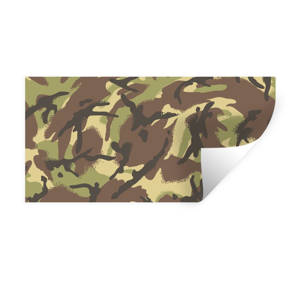 MuchoWow Wandtattoo Wandsticker Wandaufkleber Camouflage-Muster in natürlichen Farben 40x20 cm Selbstklebend und Repositionierbar - Aufkleber