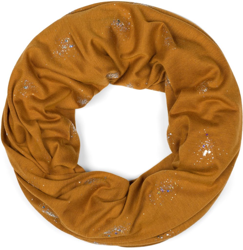 styleBREAKER Damen Loop Schal mit Glitzer und Pailletten Punkte, Schlauchschal, Tuch 01017075