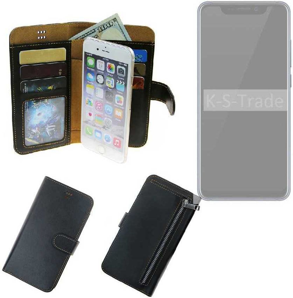 K-S-Trade Schutz Hülle kompatibel mit ZTE Axon 9 Pro Klapphülle Case Phone cover Slim Handytasche Handy Hülle schwarz aus Kunstleder (1 Stk)