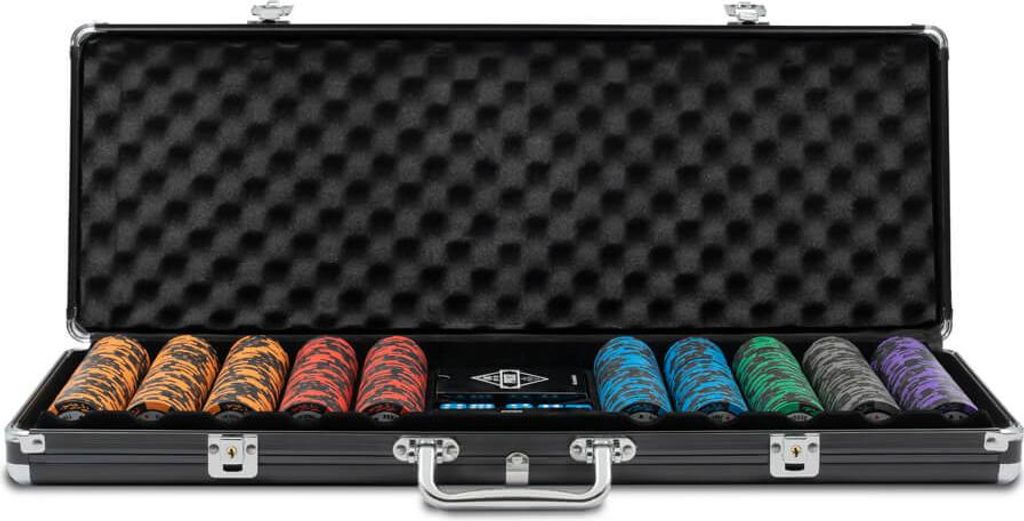 HOME DELUXE - Pokerkoffer NO LIMIT - hochwertiger Aluminiumkoffer, Wasserfeste Karten, 500 Pokerchips inkl. Small- & Big Blind Button I Pokerset Po...