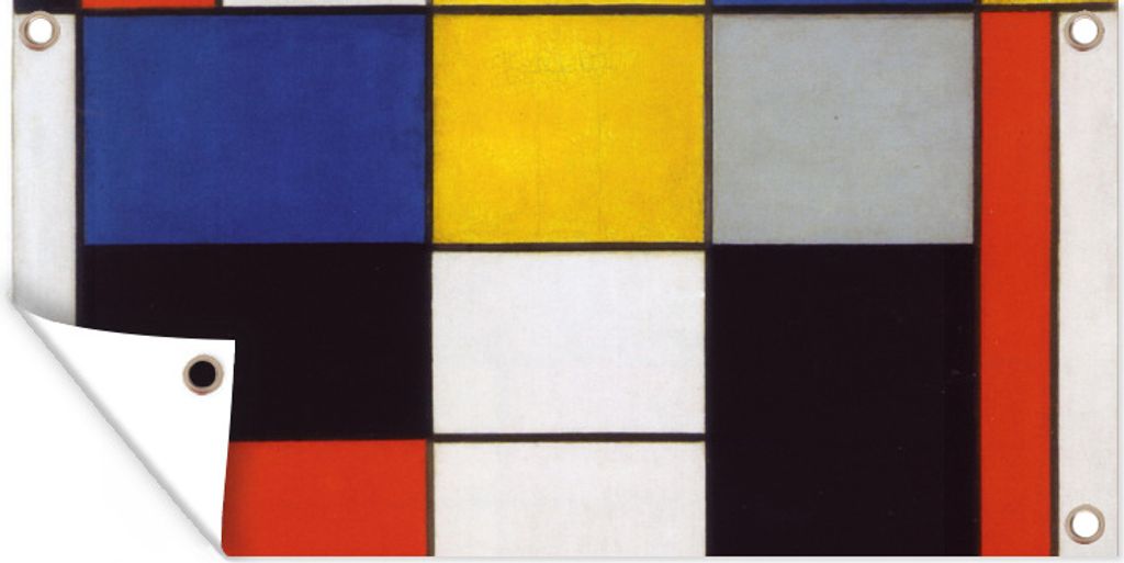 MuchoWow 80x40 cm Outdoor-Poster Gartendeko Sichtschutz Garten Poster für den Garten Komposition A - Piet Mondrian