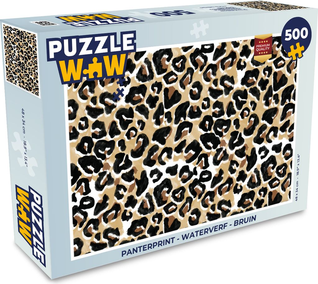 MuchoWow Puzzle 500 Teile Panther Druck - Aquarell - Braun - 500 Teile - Kinder - Selberbauen - Puzzlespiele