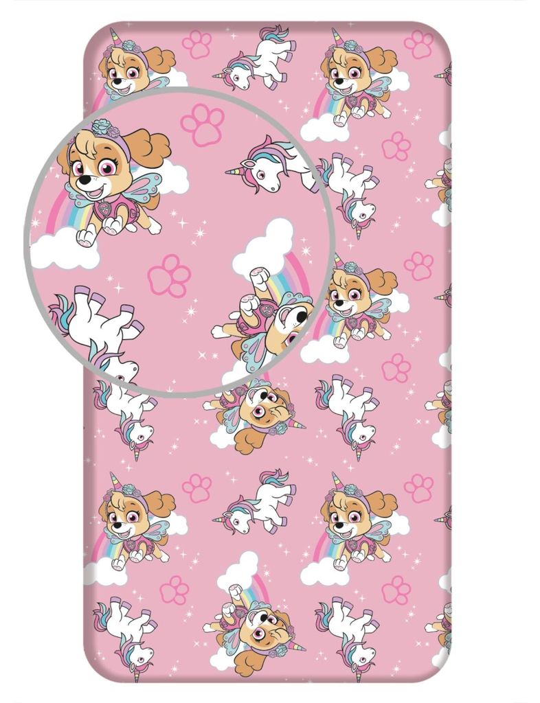 Paw Patrol Bettlaken Betttuch Spannbettlaken Skye Hunde Produktbild 