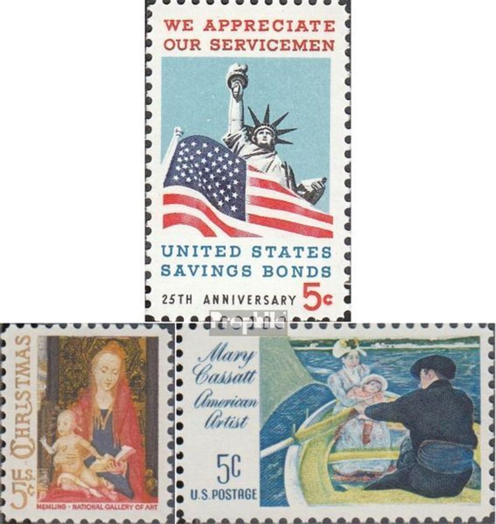 Briefmarken USA 1966 Mi 911x,912x,913x (kompl.Ausg.) postfrisch 25 Jahre Staatsanleihen