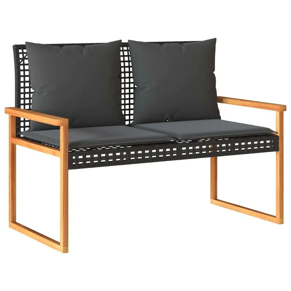 Panchina da Giardino in Poly Rattan e Acacia con Cuscini - Arredo Top