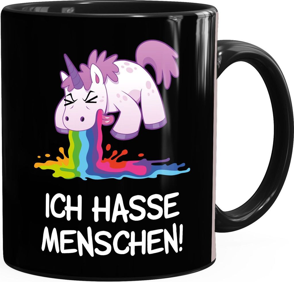 Kaffee-Tasse mit Spruch Ich hasse Menschen kotzendes Produktbild 