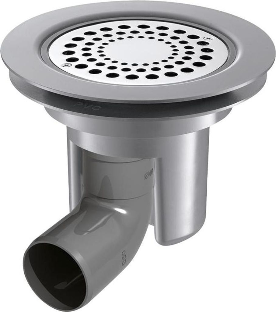 Delabie Ablauf für Weichboden, Sieb Edst. Ø114 Anschl-Bog. hori. Ø50mm