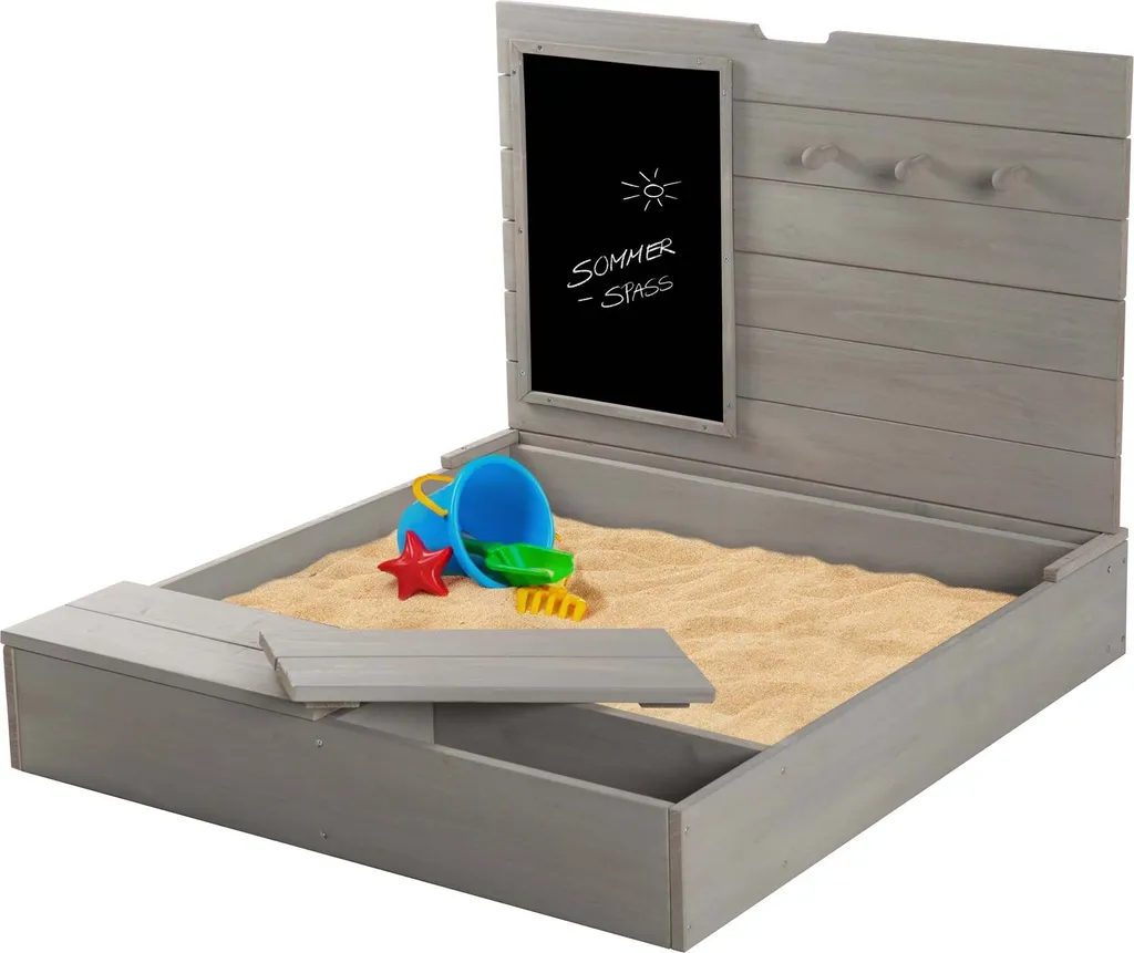 Sabbiera Eco-Friendly Roba in Legno Massello Grigio con Lavagna