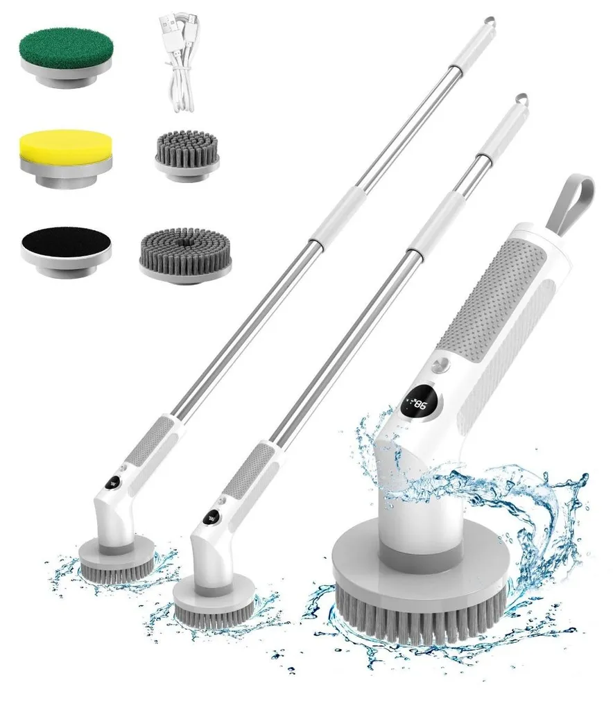 Brosse de nettoyage électrique de cuisine extensible manche en plastique