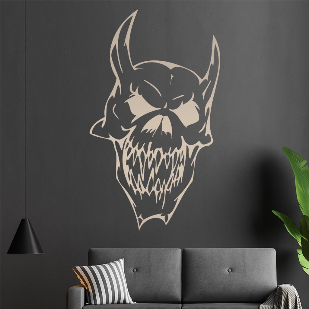 teuflische Fratze Wandtattoo in 6 Größen - Wandaufkleber Wall Sticker - Dekoration, Küche, Wohnzimmer, Schlafzimmer, Badezimmer