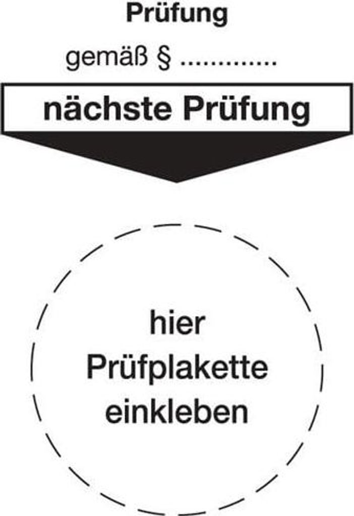 Grundplakette B80xL40mm Prüfung gemäß Paragraph Folie Btl. a 100 St.