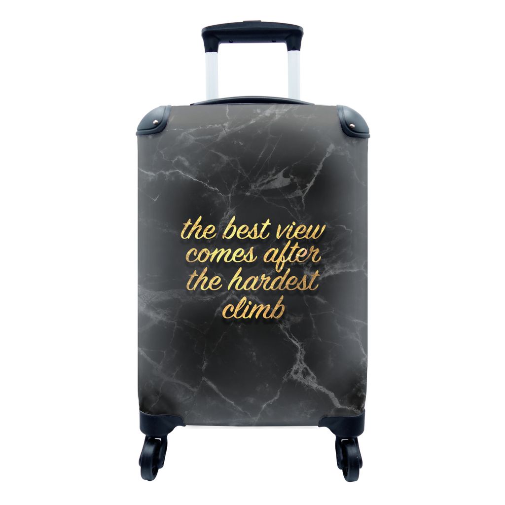 MuchoWow Koffer Handgepäck Trolley Rollkoffer Kleine Reisekoffer mit 4 Rollen - Zitate - Sprichwörter - Gold - Marmor - Cabin Size < 55x40x23 c...
