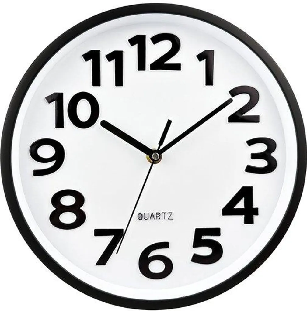 Petite horloge murale 25 cm silencieuse blanche avec chiffres en 3D