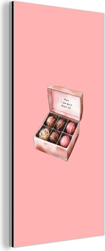 MuchoWow Wanddekoration Metall Metallbild Wandkunst 20x40 cm Schachtel - Bonbons - Liebevoll - Text MuchoWow Aluminium Gemälde - Aluminium Gemäldes