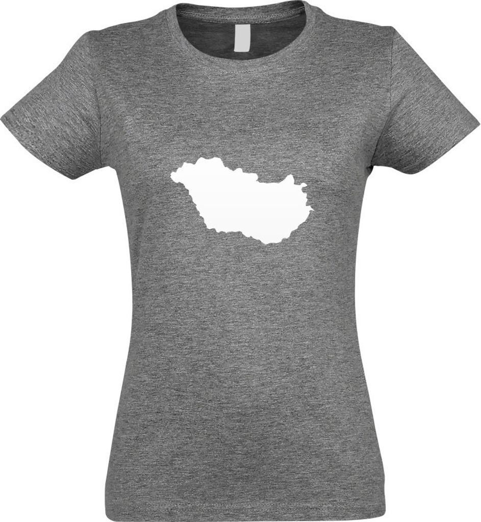 Kiwistar - T-Shirt tailliert - Damen - Graumeliert - Ungarn Umriss Kontur - mit Motiv Bedruckt - Funshirt Design - Sport - Freizeit - Damen - S