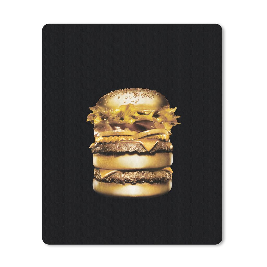 MuchoWow Mauspad Mousepad Goldener Hamburger auf schwarzem Hintergrund. 30x40 cm - Mousepads - Maus Mat - Pad - Mausunterlage - Mausmatten