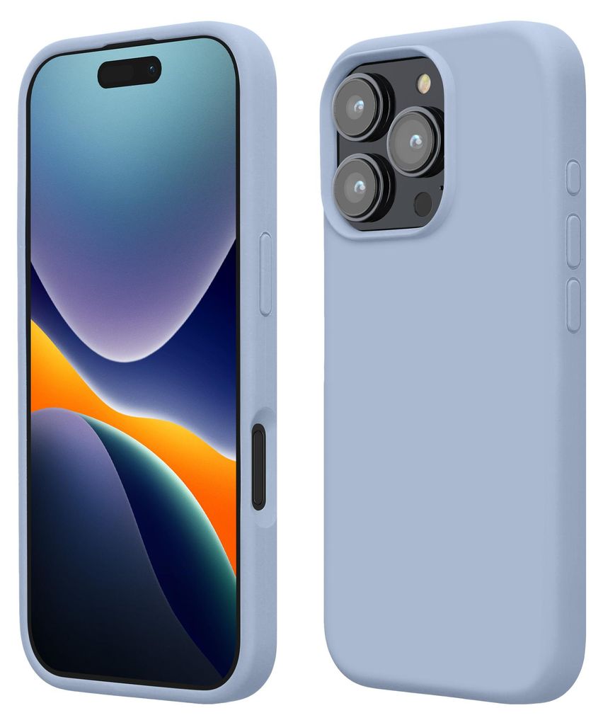 kwmobile Handyhülle für iPhone 16 Pro Max Hülle, für iPhone 16 Pro Max Case - Hülle Silikon - kabelloses Laden - Hellblau matt
