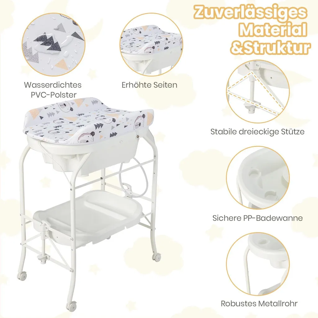 Table à langer nomade avec baignoire intégrée pour bébé de 0-1 an