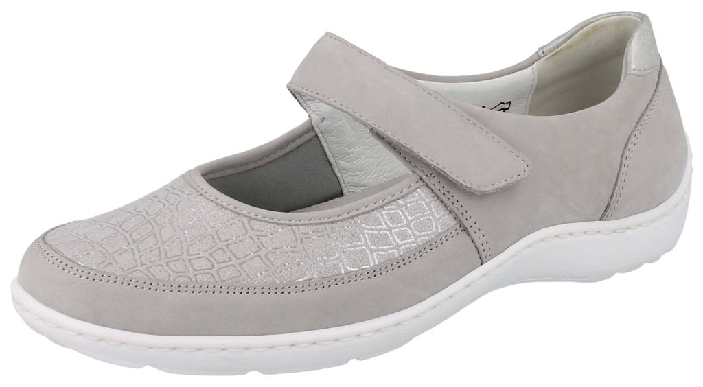WALDLÄUFER OrthoTritt Henni Damen Riemchen Ballerina grau Produktbild 