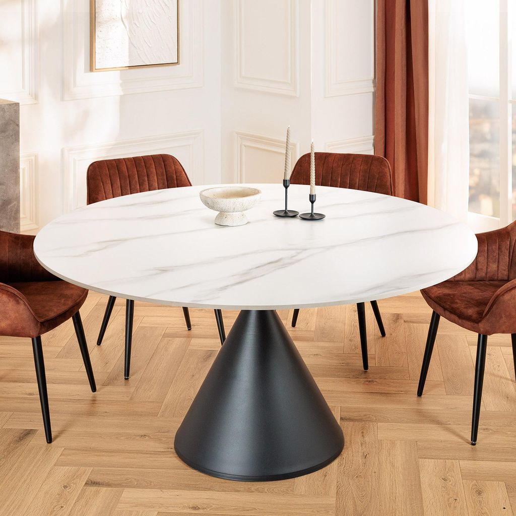 riess-ambiente Runder Esstisch SIGNATURE 135cm weiß Marmor Produktbild 