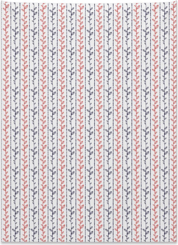Abakuhaus Blätter Wandteppich, Zweige gepunktete Linien aus Weiches Mikrofaser Stoff Kein Verblassen Klare Farben Waschbar, 110 x 150 cm, Zinnober...