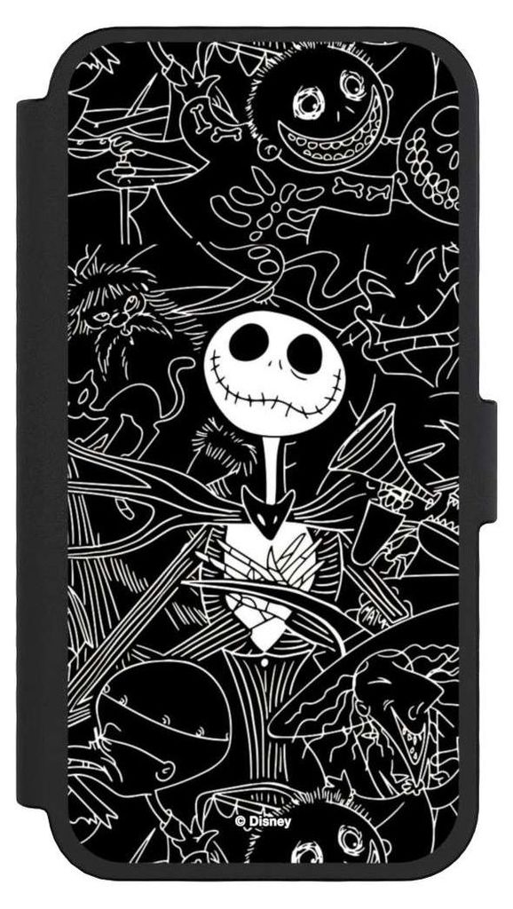 NIVOCASE Klapphülle für Apple iPhone 16 Pro Handyhülle aus Kunst Leder NIVOflip schwarz Disney Halloween Nightmare Before Christmas