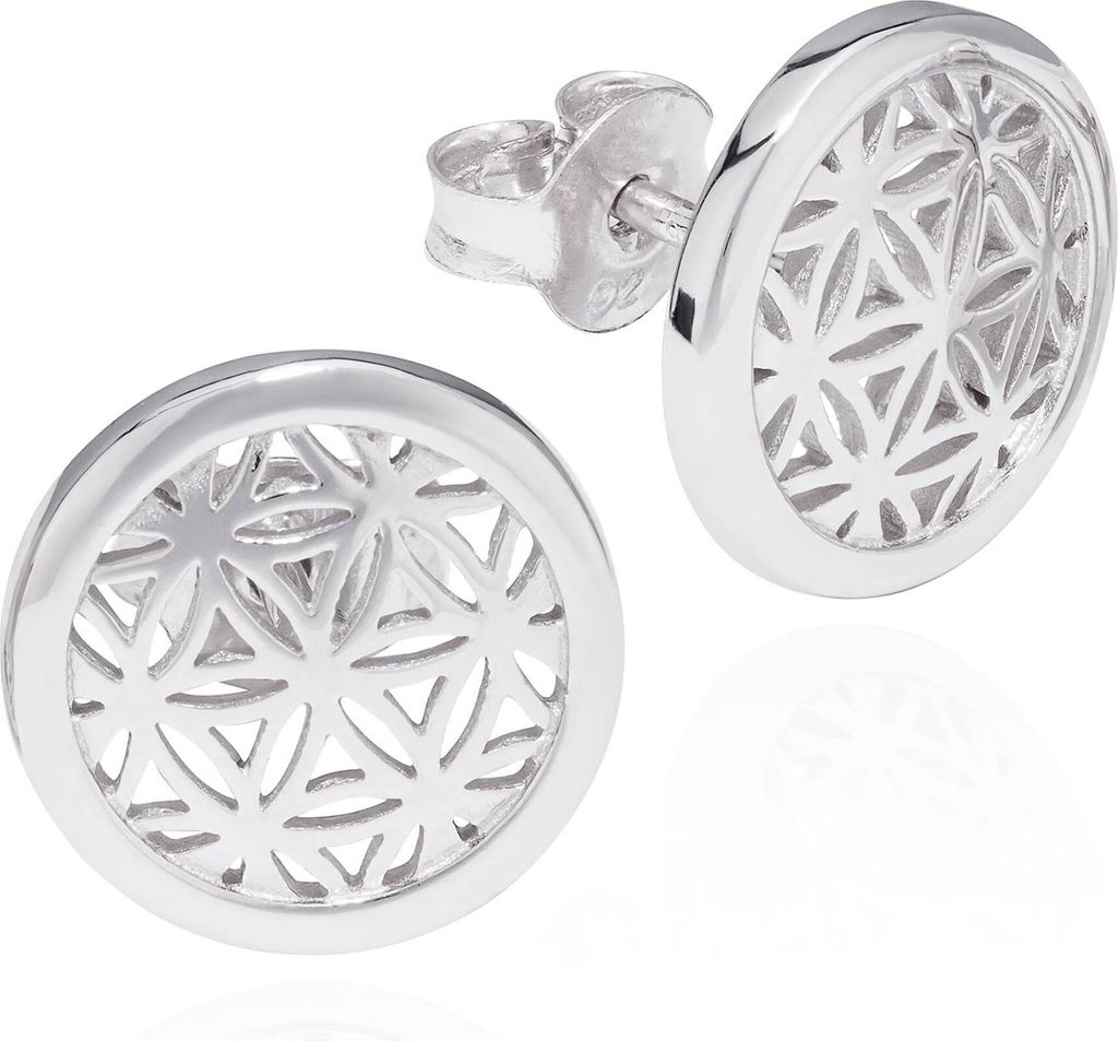 Paar Ohrstecker Blume des Lebens 925 Silber 11mm kleine Produktbild 