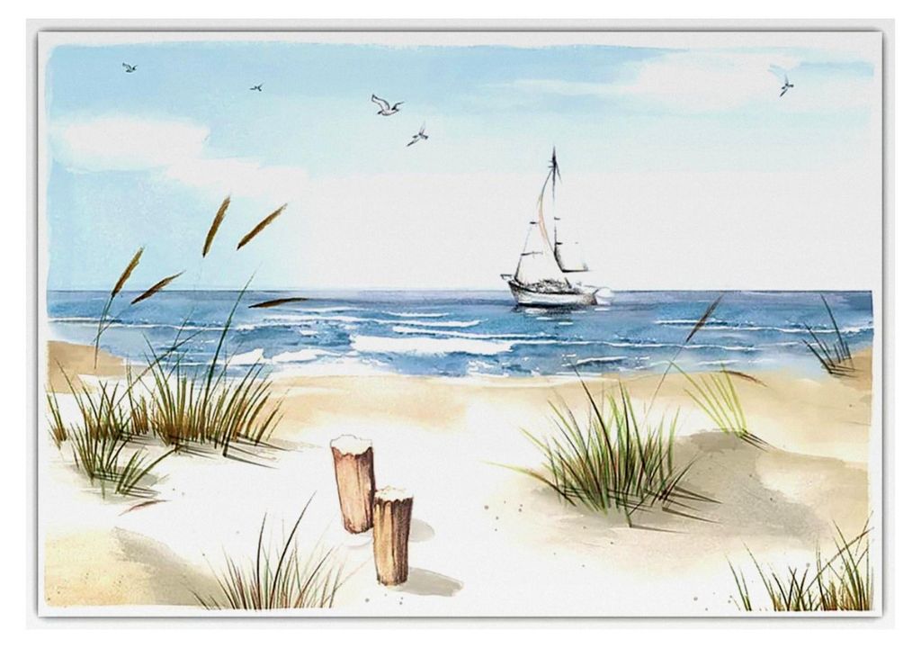 Papier Tischsets 43x30cm 50 Stück - Einweg Platzsets mit Strandmotiv - Vielseitige Tischunterlagen für Hochzeit, Geburtstag und Alltag - Hellblau...