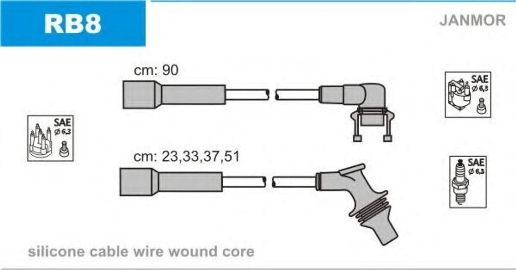 JANMOR RB8 Zündkabelsatz Zündleitungssatz für RENAULT LAGUNA I (B56, 556) LAGUNA I Grandtour (K56)