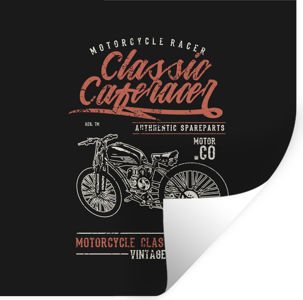 MuchoWow Wandtattoo Wandsticker Wandaufkleber Mancave - Motor - Retro - Zitate 80x80 cm Selbstklebend und Repositionierbar - Wierderverwendbar - ...