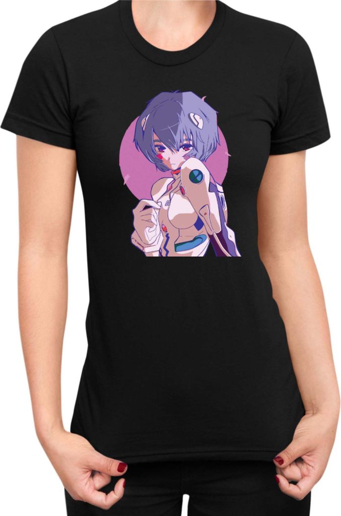 Damen T-Shirt Manga Japan Anime Comics Animation Neon Anime Genesis Manga Evangelion Rei Ayanami 05, Lady XL / Schwarz