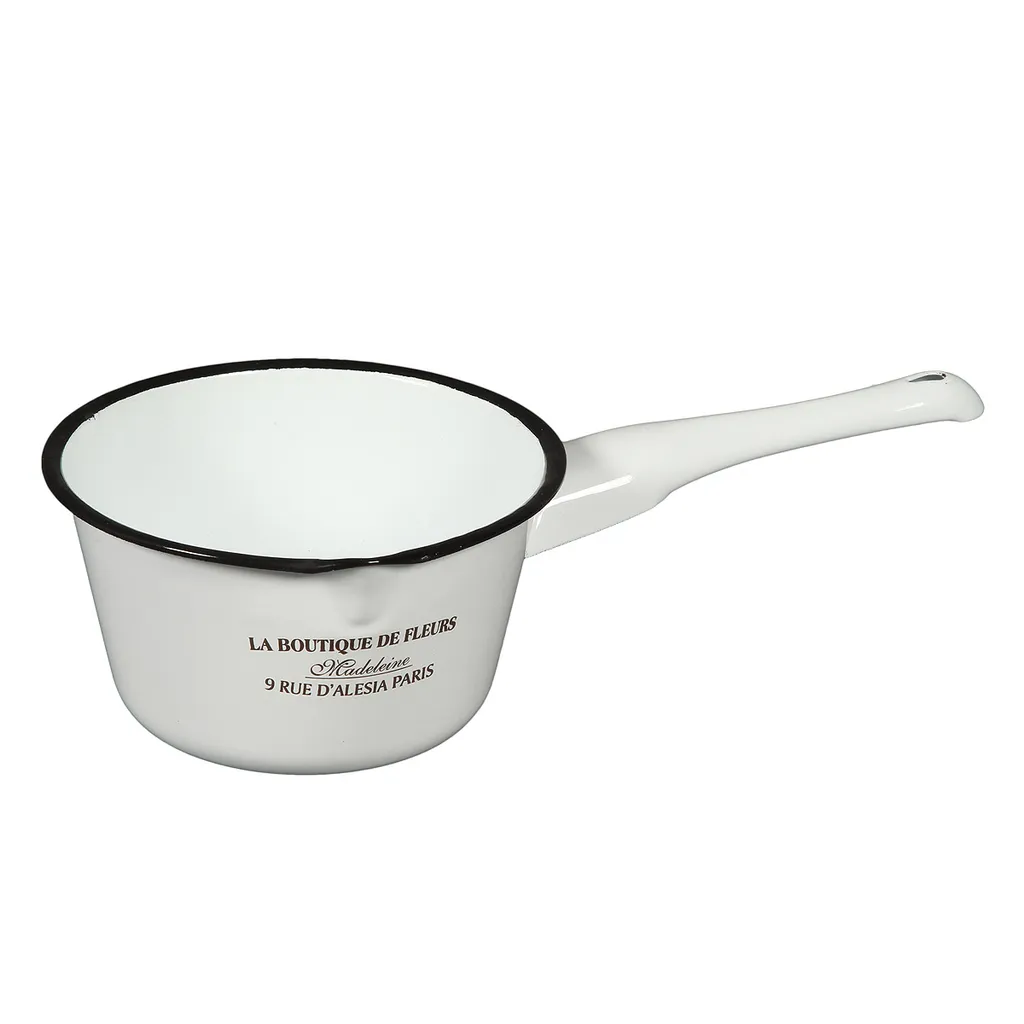 Pentola Smaltata Bianca 51227 - Casseruola Design con Manico Robusto