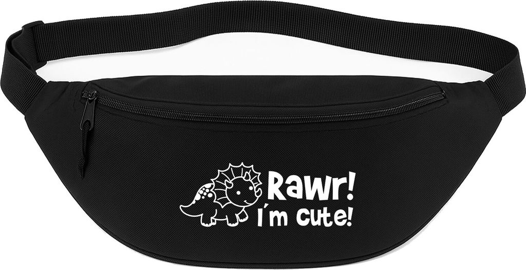 Huuraa Bauchtasche Triceratops I`m cute 2,5 Liter Black Polyester Crossbody Bag Geschenkidee