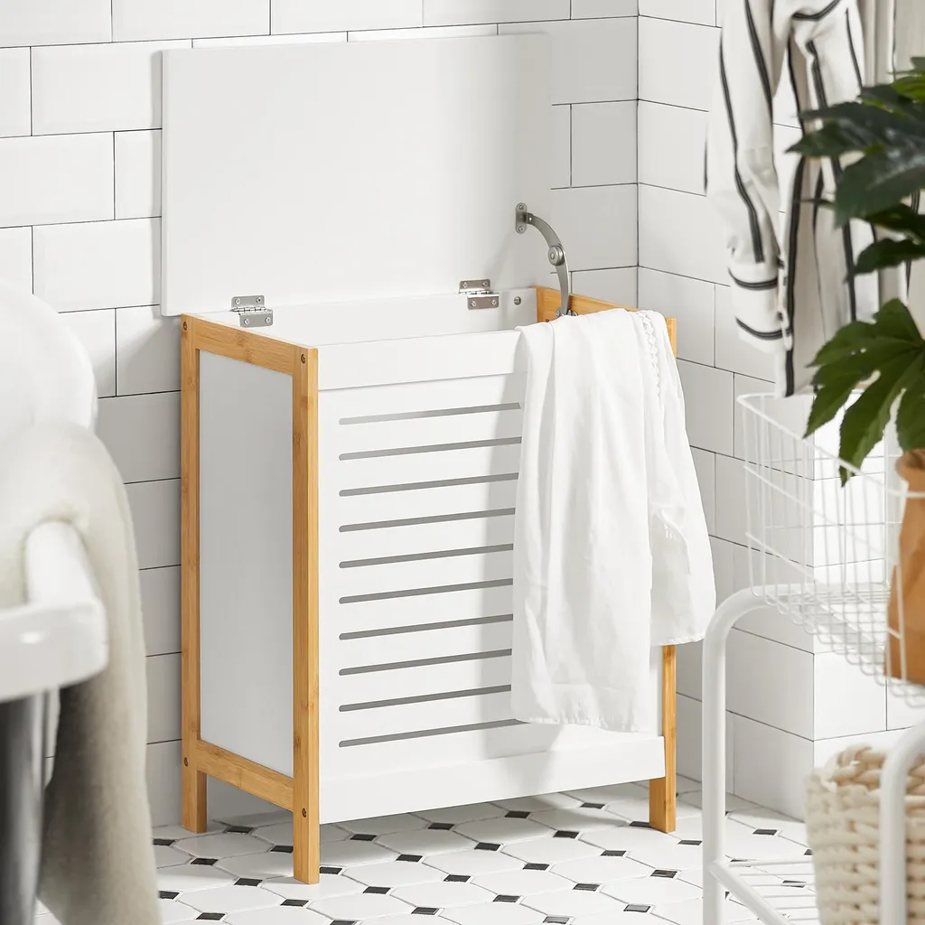 Panier à linge grand espace de rangement design durable BLANC - 60L - 4