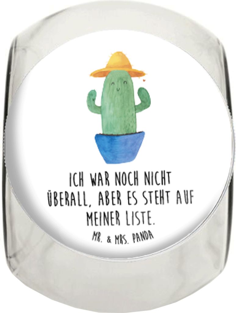 Mr. & Mrs. Panda keksglas Kaktus Hut L 870ml - Weiß - Geschenk, Kaffeedose, Motivation, Spruch, Reisetagebuch, Vorratsdose Glas, Vorratsbehälter,...
