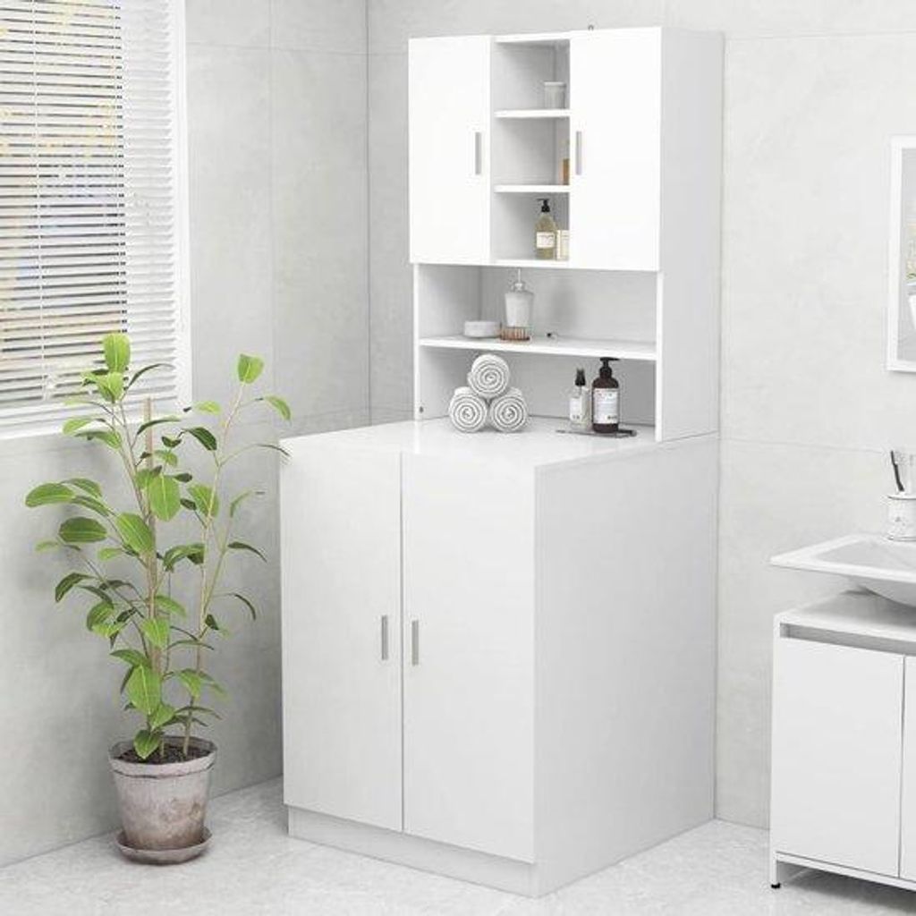 Hochschrank mit Aufbewahrung für Bad und Toilette, weiß