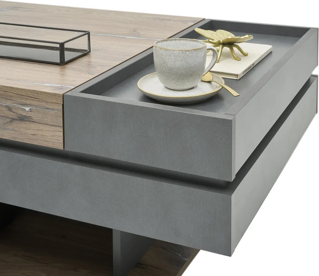 Table de salon relevable Kathi 110x60 cm bois et gris anthracite - 5