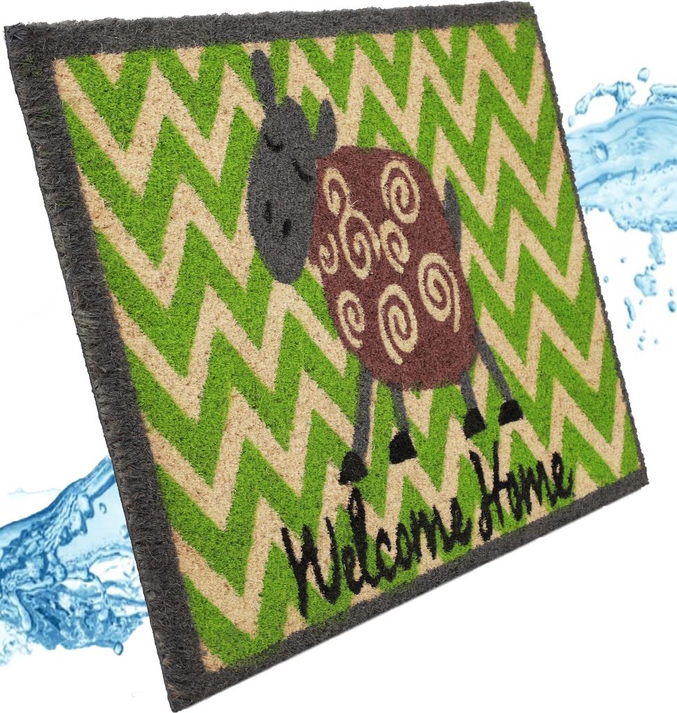 Betz Kokosmatte aus 100% Kokos - Fußmatte - Fußabstreifer –Schmutzfangmatte Muster Welcome Home Größe 45 cm x 75 cm x 1,5 cm