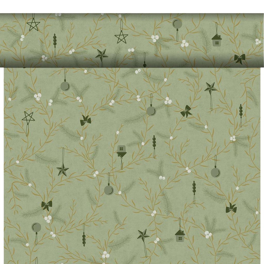 4x DUNI Bio Dunicel Tête-à-Tête-Tischläufer 0,4 x 24 m Noel Pistachio