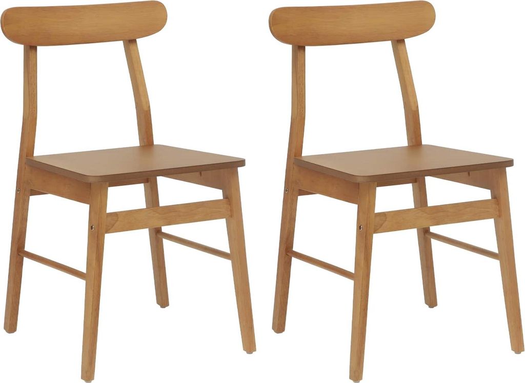 vidaXL Esszimmerstuhl 2 pcs Natur 43 x 44,5 x 77 cm Massives Gummiholz