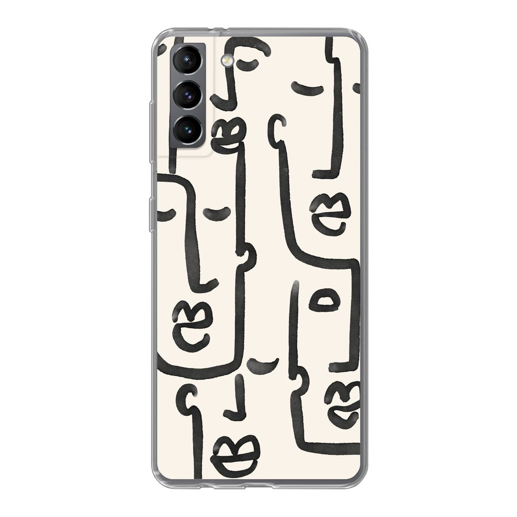 MuchoWow Handyhülle Schutzhülle Hülle für Samsung Galaxy S21 Plus Muster - Abstrakt - Linienkunst Silikon Softcase Handy Hülle - Handy-Tasche
